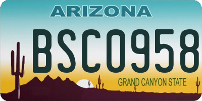 AZ license plate BSC0958