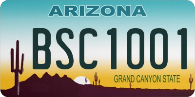 AZ license plate BSC1001