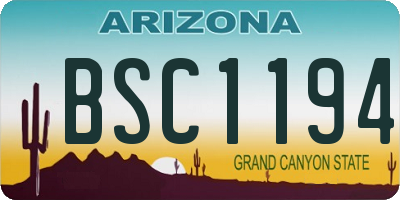 AZ license plate BSC1194