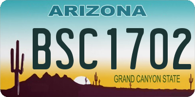 AZ license plate BSC1702