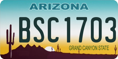 AZ license plate BSC1703