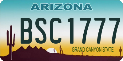 AZ license plate BSC1777