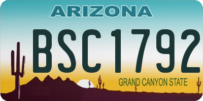 AZ license plate BSC1792