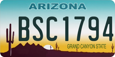 AZ license plate BSC1794