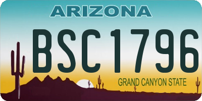 AZ license plate BSC1796