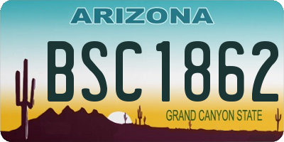 AZ license plate BSC1862