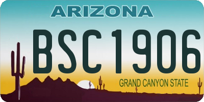 AZ license plate BSC1906