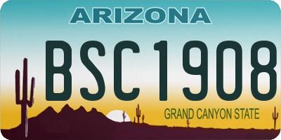 AZ license plate BSC1908