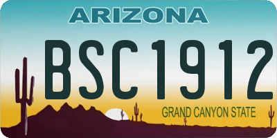 AZ license plate BSC1912