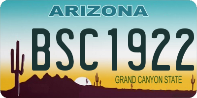 AZ license plate BSC1922