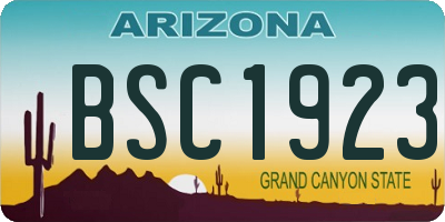 AZ license plate BSC1923