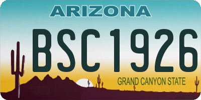 AZ license plate BSC1926