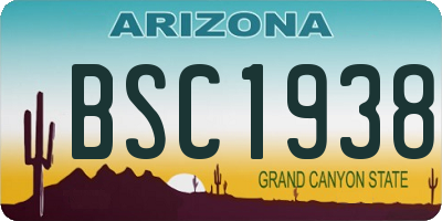 AZ license plate BSC1938