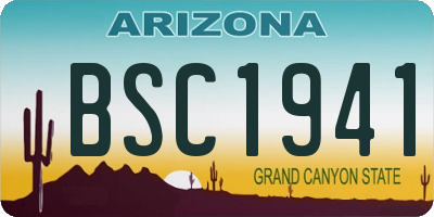 AZ license plate BSC1941