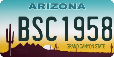 AZ license plate BSC1958