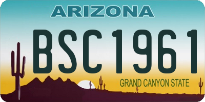 AZ license plate BSC1961