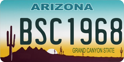 AZ license plate BSC1968