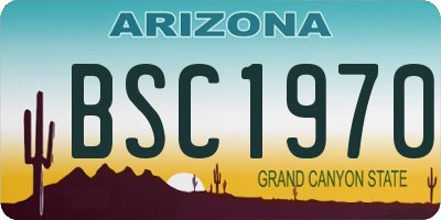 AZ license plate BSC1970