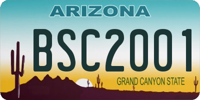 AZ license plate BSC2001