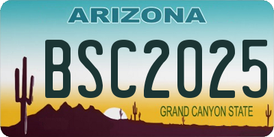 AZ license plate BSC2025