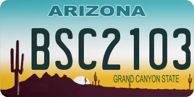 AZ license plate BSC2103