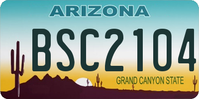 AZ license plate BSC2104