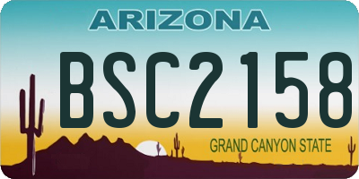 AZ license plate BSC2158