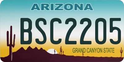 AZ license plate BSC2205