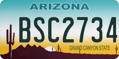 AZ license plate BSC2734