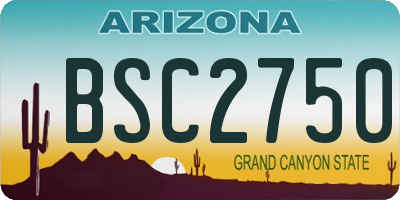 AZ license plate BSC2750