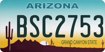 AZ license plate BSC2753