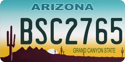 AZ license plate BSC2765