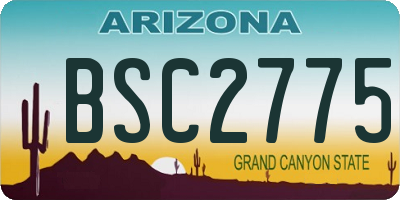 AZ license plate BSC2775