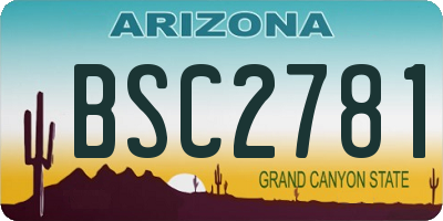 AZ license plate BSC2781