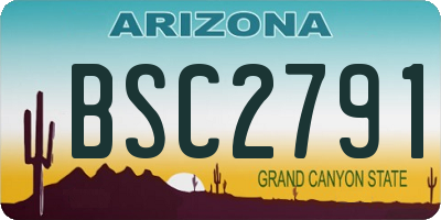 AZ license plate BSC2791