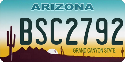 AZ license plate BSC2792