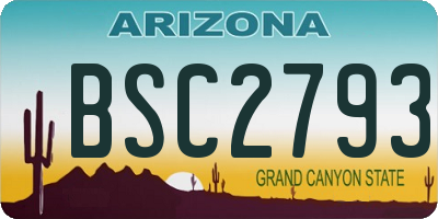 AZ license plate BSC2793