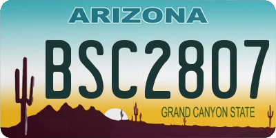 AZ license plate BSC2807