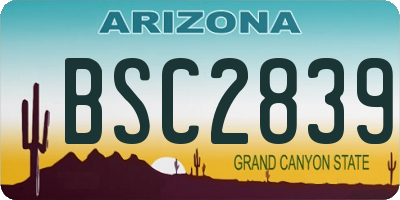 AZ license plate BSC2839