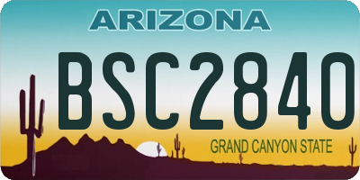 AZ license plate BSC2840