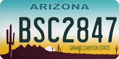 AZ license plate BSC2847