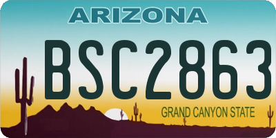 AZ license plate BSC2863