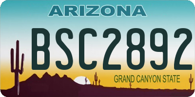 AZ license plate BSC2892