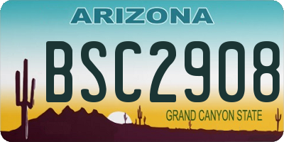 AZ license plate BSC2908