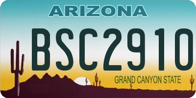 AZ license plate BSC2910