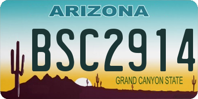 AZ license plate BSC2914