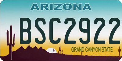 AZ license plate BSC2922