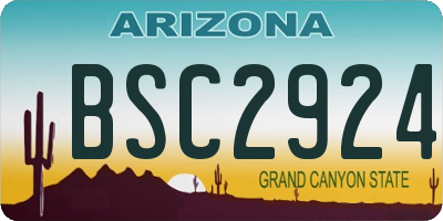 AZ license plate BSC2924