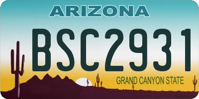 AZ license plate BSC2931