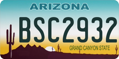 AZ license plate BSC2932